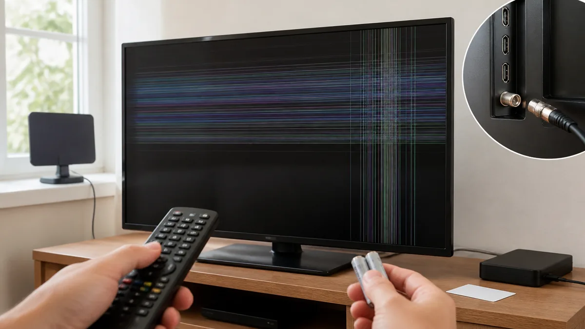 テレビ画面に線が入るとき、最初に開くべきは番組表の解説画像