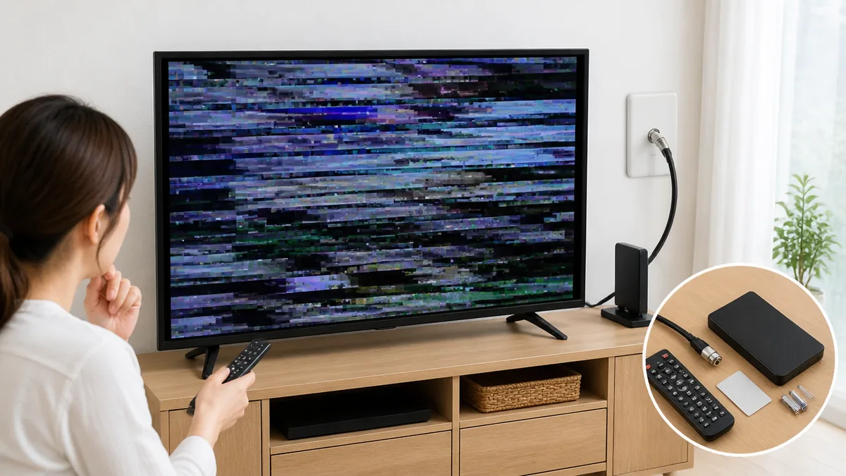 テレビ 画面 乱れるのは寿命？受信レベル44〜79なら本体を疑う切り分けと部品保有8年のアイキャッチ画像