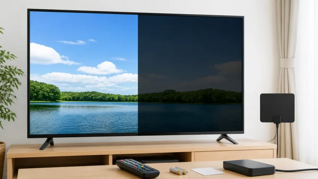テレビ 半分暗いのは故障とは限らない｜番組表で見る境目と修理か買い替えかの判断のアイキャッチ画像