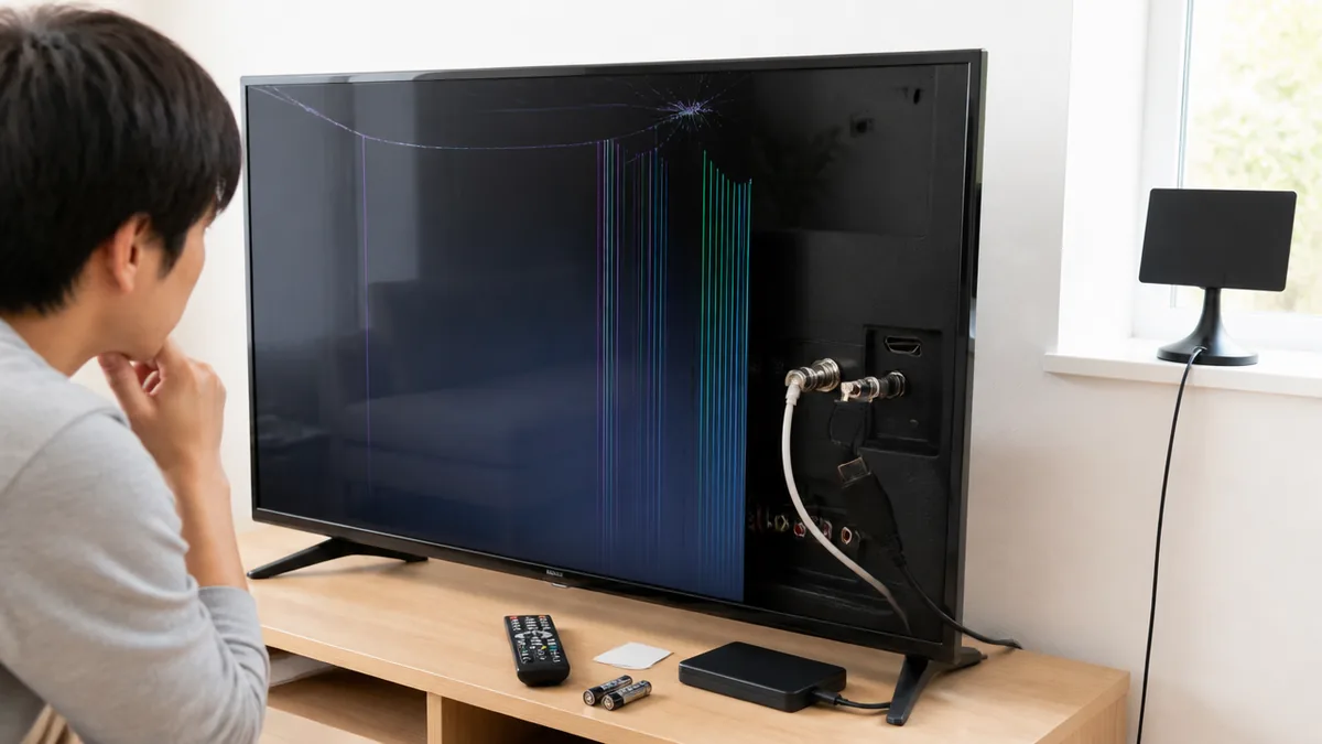 液晶割れのテレビはまず何を確認する？割れ方の見分け方と危険サインの解説画像