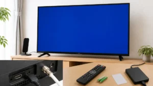 テレビ画面青いのは故障とは限らない｜30分待つ青一色と設定で戻る青みの見分け方のアイキャッチ画像